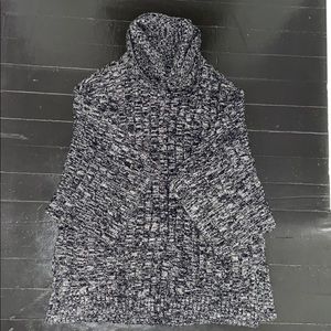 Black Textured Poncho Sweater